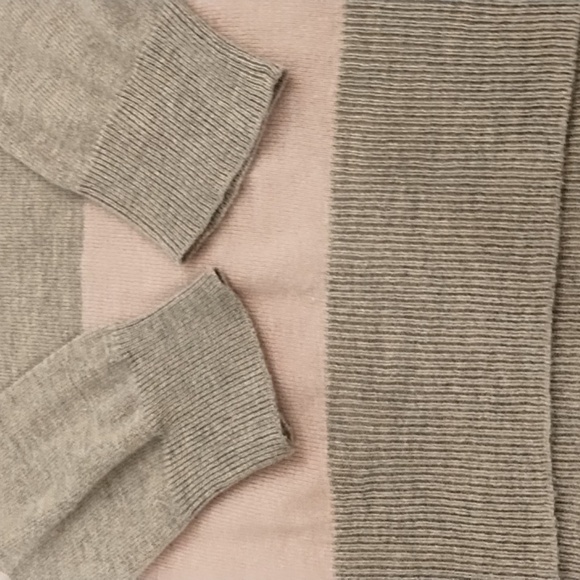 Pink & Taupe Grey Wide Stripe Fine Gauge Knit Sweater XL - Picture 7 of 10